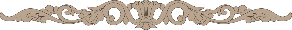 Ornate decorative border with floral and scroll motifs in a beige color.